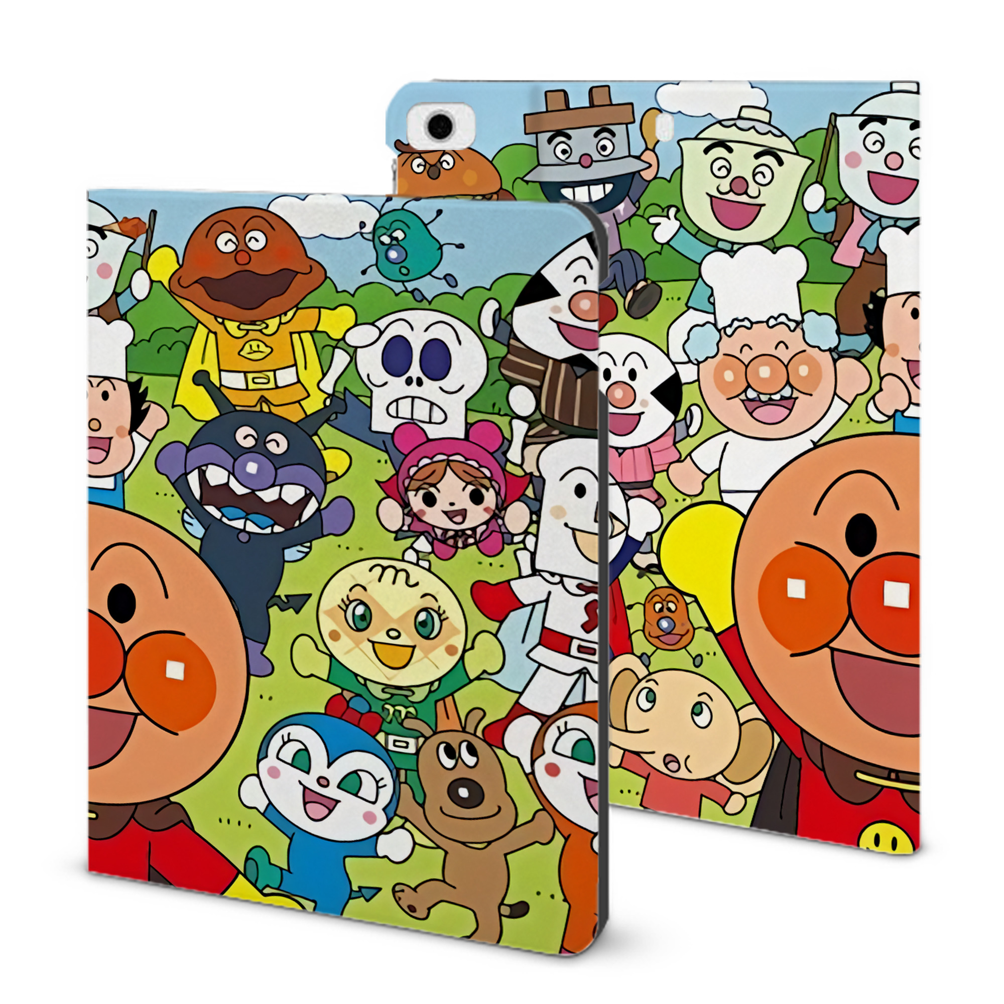 （画像用） アンパンマン Anpanman IPad ケース ブック型 PUレザー TPU 耐衝撃 軽量 薄型 ペン収納なし 全面保護 IPad 各モデル対応